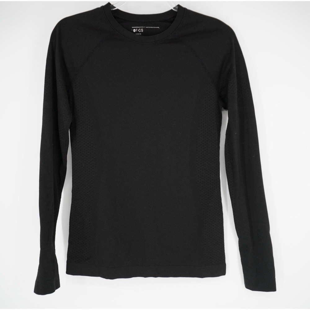 Figs Women's Salta Seamless Longsleeve Underscrub Stretch Technical Black